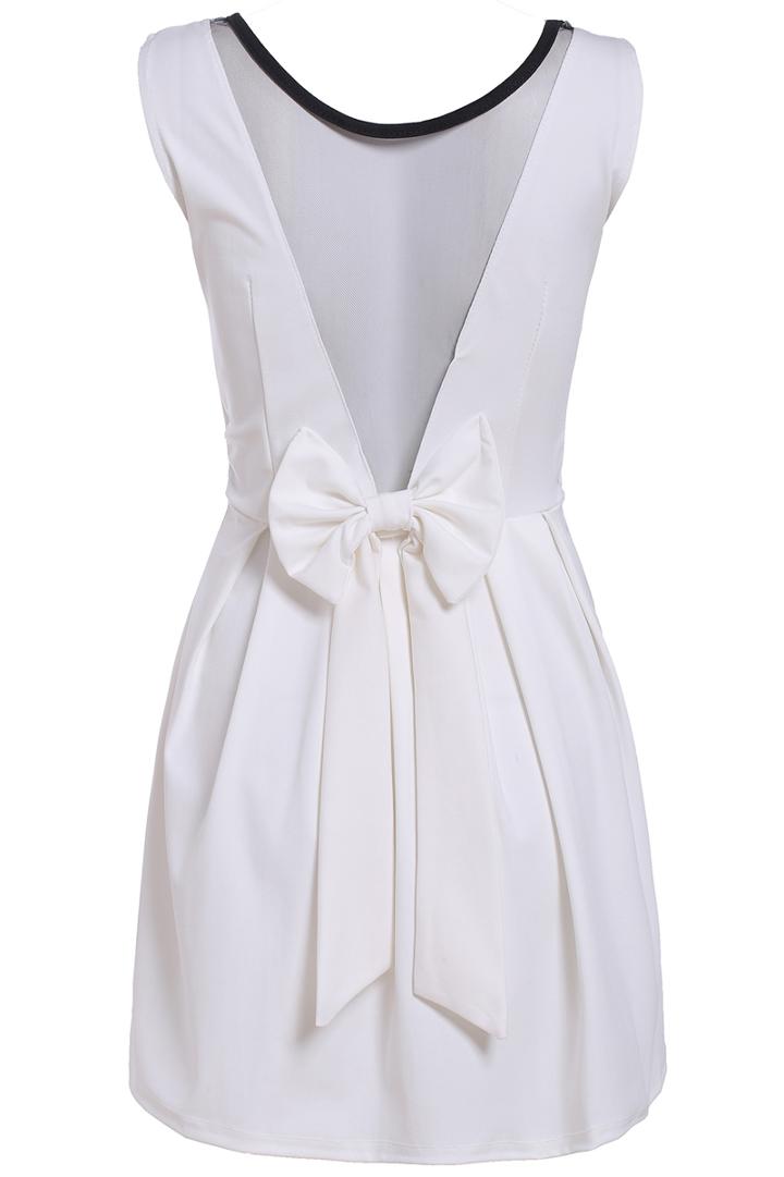 Romwe Sleeveless With Sheer Mesh Bow Pleated Dress