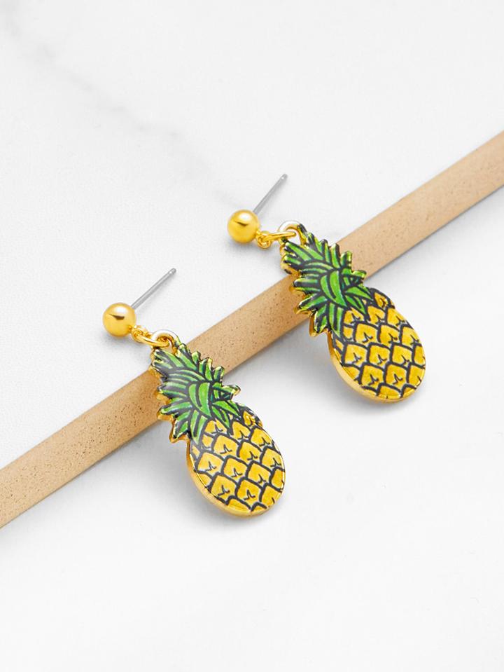 Romwe Pineapple Design Cute Dangle Earrings