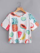 Romwe Allover Fruit Print T-shirt