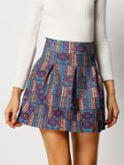 Romwe High Waist Aztec Print Skirt