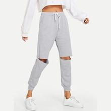 Romwe Knee Rips Sweatpants