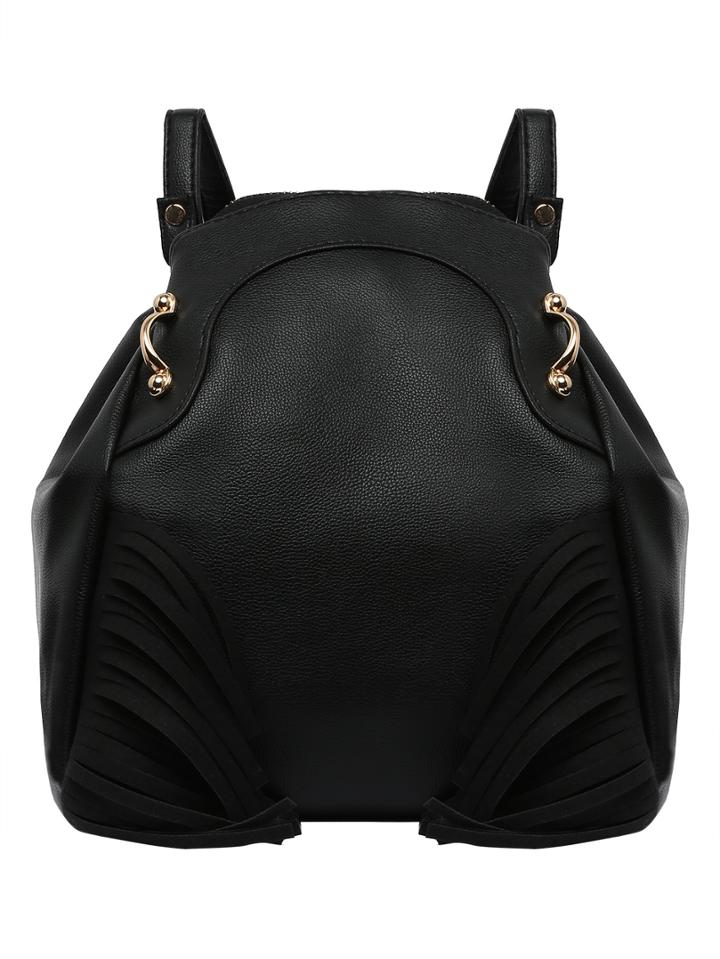 Romwe Faux Leather Fringe Multi-way Bag