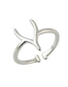 Romwe New Fashion Adjustable Silver Plated Stag Head Rings For Women