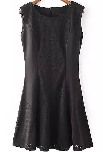 Romwe Sleeveless Hollow A-line Dress