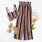 Romwe Plus Striped Top With Pants