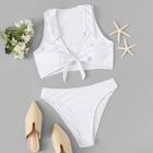 Romwe Knot Front Two Piece Swimwear