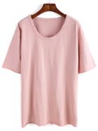 Romwe Ripped Pink T-shirt