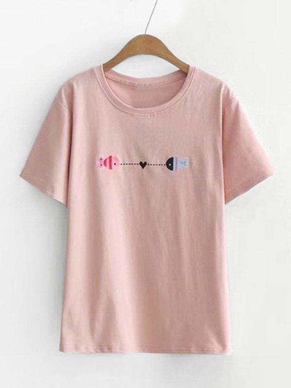 Romwe Cartoon Embroidered Tee