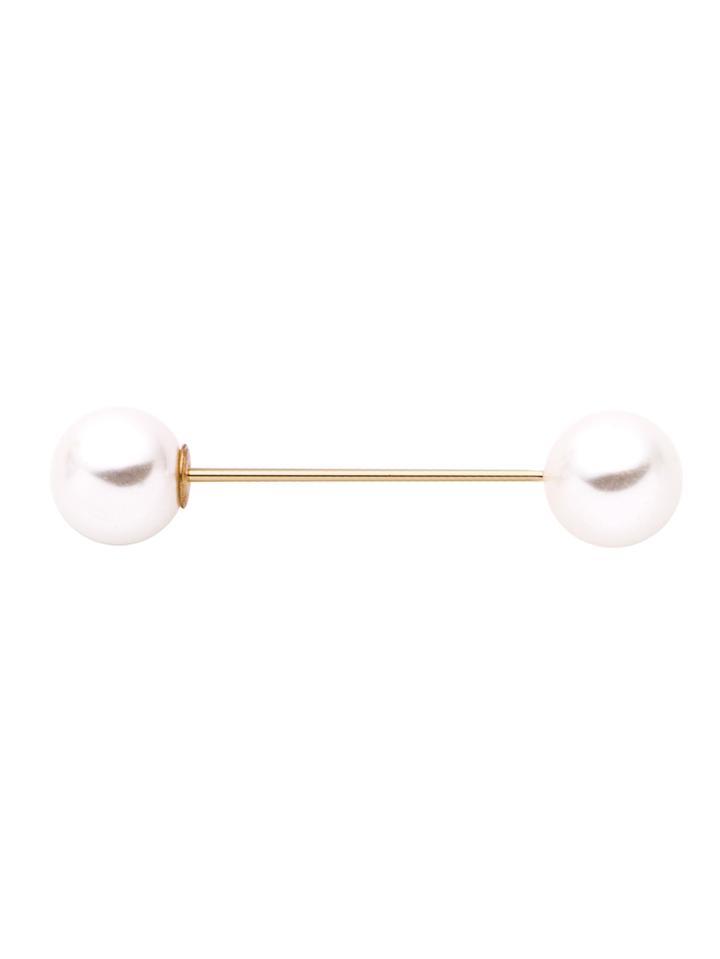 Romwe Gold Double Faux Pearl Short Simple Brooch