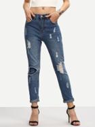 Romwe Frayed Straight Jeans