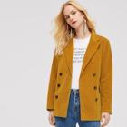 Romwe Pocket Front Double Breasted Corduroy Coat