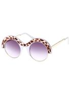 Romwe Leopard Print Chunky Open Frame Retro Style Sunglasses