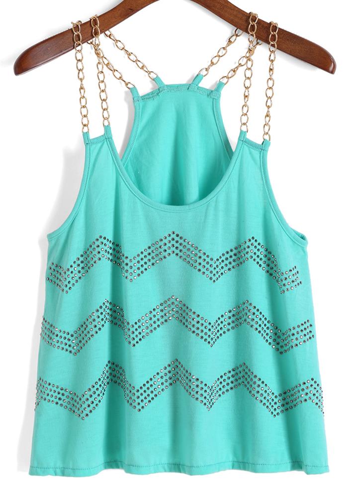 Romwe Spaghetti Strap With Diamond Cami Top