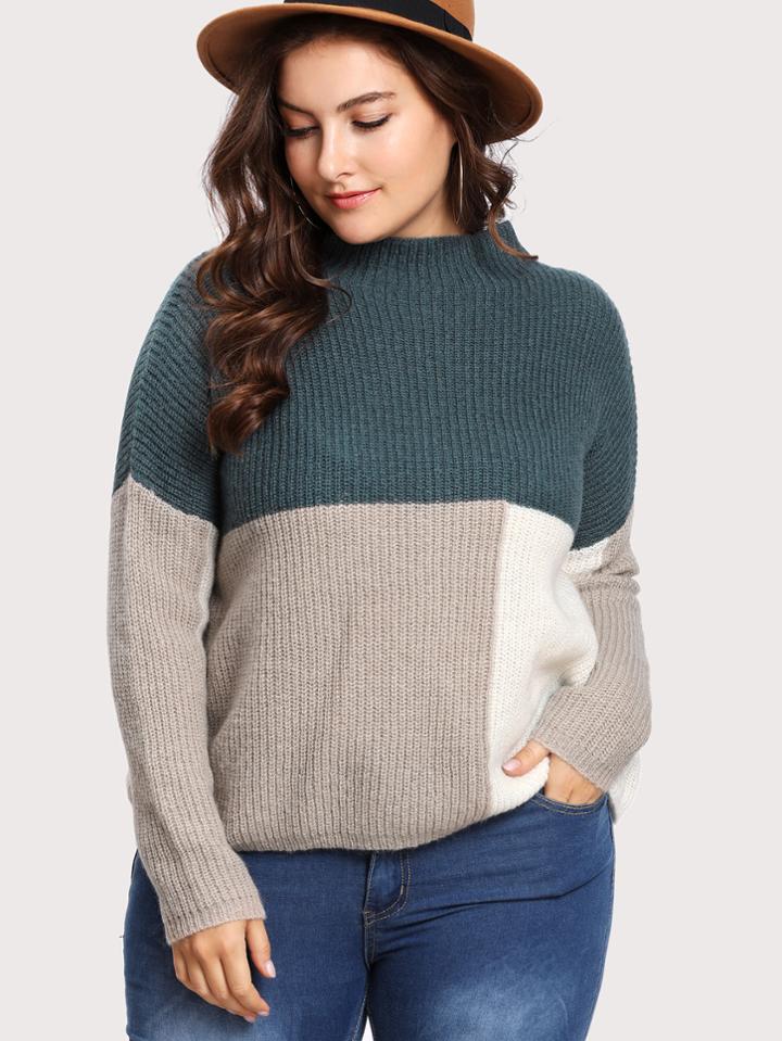 Romwe Cut And Sew Color Block Jumper