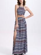Romwe Tribal Print Crop Cami Top With Long Skirt