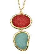 Romwe Red Long Stone Pendant Necklace