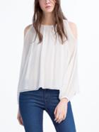 Romwe Open Shoulder Lantern Sleeve Blouse