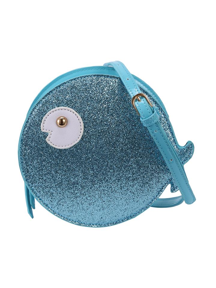 Romwe Blue Glitter Fish Bag