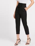 Romwe Lace Up Front Cropped Pants