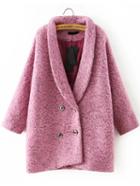 Romwe Lapel Double Breasted Loose Coat