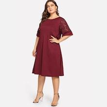 Romwe Plus Mesh Panel Sleeve Dress