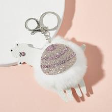 Romwe Sheep Design Pom Pom Glitter Bag Accessory
