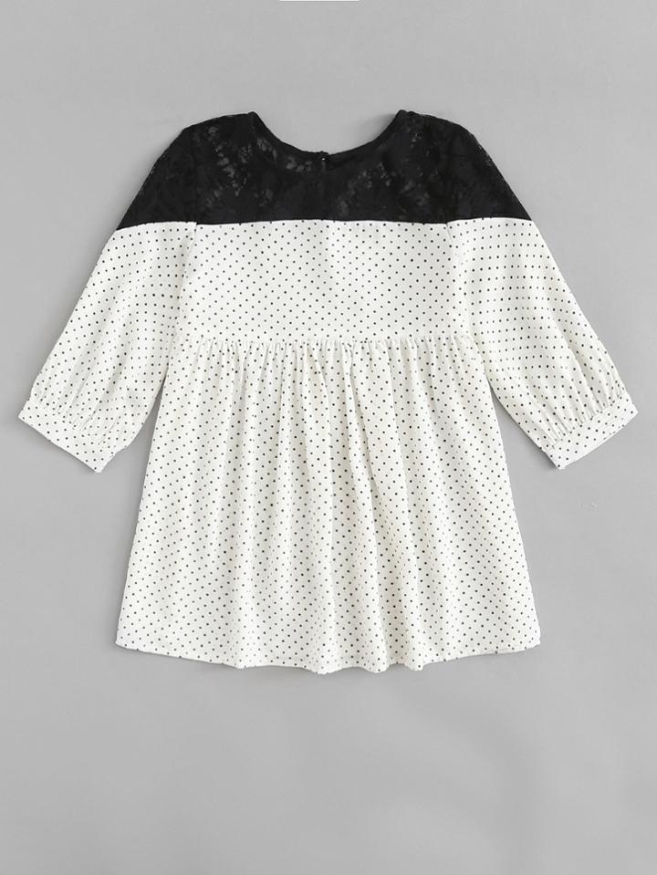 Romwe Contrast Lace Spot Dress