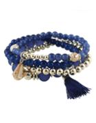 Romwe Blue Small Beads Stretch Bracelet