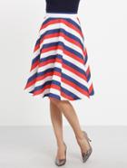 Romwe Striped Flare Midi Skirt