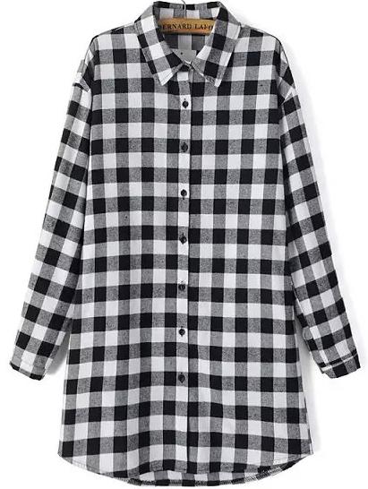 Romwe Lapel Plaid Cartoon Print Blouse