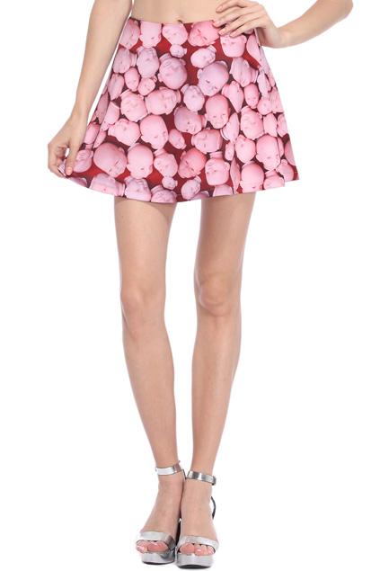 Romwe Halloween Doll's Head Print Skirt
