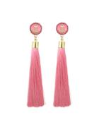 Romwe Pink Anchor Decoration With Long Tassel Drop Statement Earrings