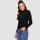 Romwe Contrast Trim High Neck Jumper
