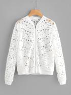 Romwe Zip Up Cutout Lace Jacket