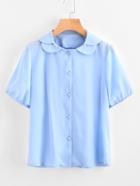 Romwe Doll Collar Elastic Cuff Shirt