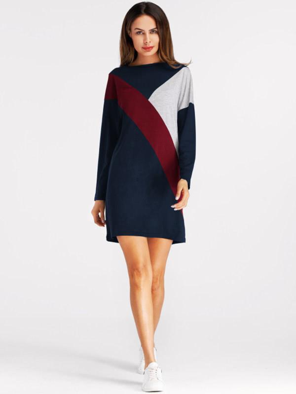 Romwe Cut And Sew Panel Dress