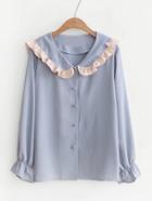 Romwe Contrast Frill Collar Blouse