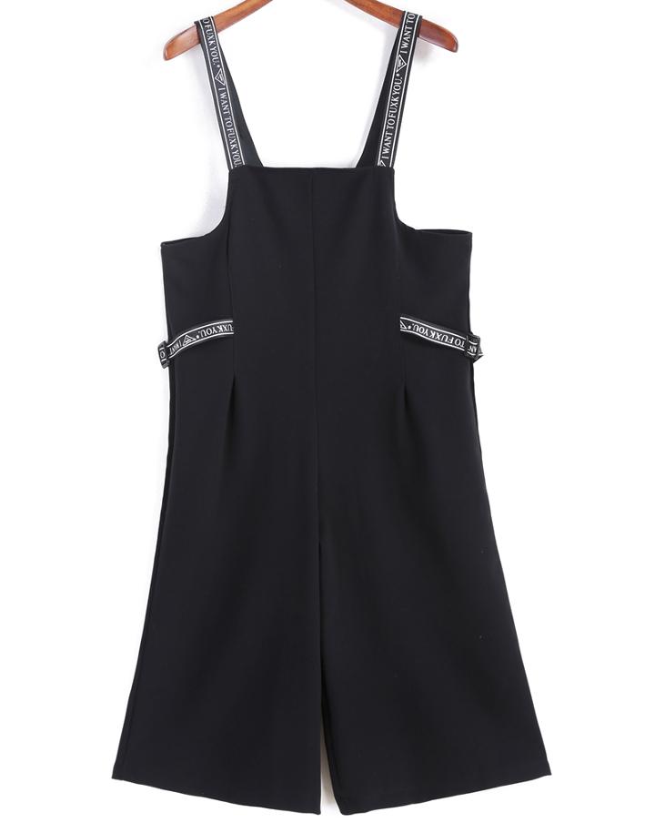 Romwe Strap Letter Print Jumpsuit