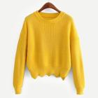 Romwe Drop Shoulder Scallop Hem Solid Jumper