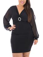 Romwe V Neck Split Sleeve Plus Dress