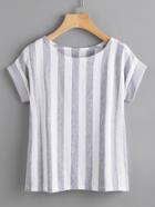 Romwe Contrast Vertical Striped T-shirt