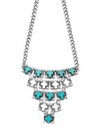 Romwe Silver Tone Cross Inlay Rhinestone Boho Necklace