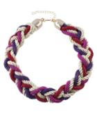 Romwe Purple Braided Rope Chunky  Necklace