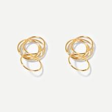 Romwe Layered Link Circle Drop Earrings