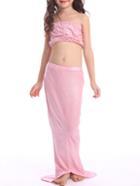 Romwe Metallic Pink 3pcs Mermaid Swimwear