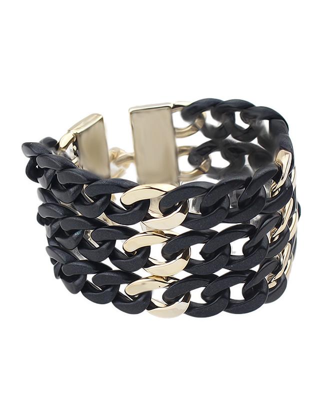 Romwe Punk Style Chunky Link Chain Black Bracelet For Women