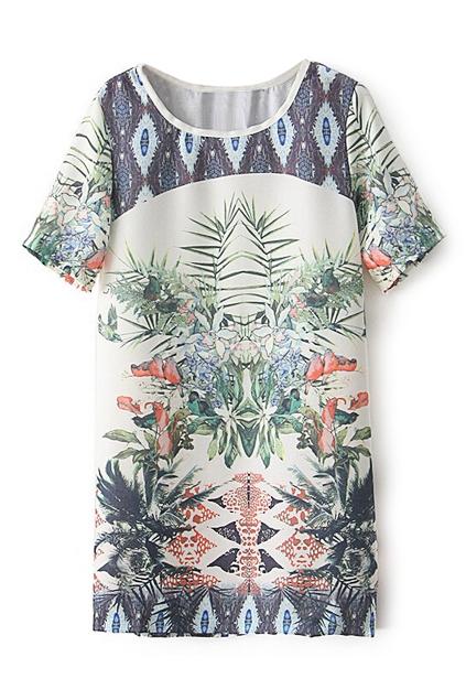 Romwe Colorful Floral Print Dress