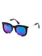 Romwe Black Frame Purple Lens Square Sunglasses