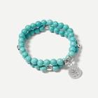 Romwe Double Layered Beaded Bracelet With Pendant