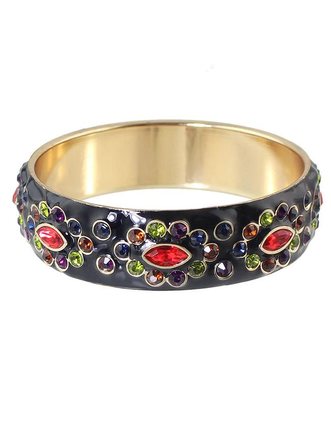 Romwe Enamel Flower Women Big Bangle